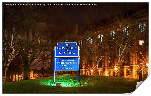 Glasgow University at Dusk Print by Tylie Duff Photo Art