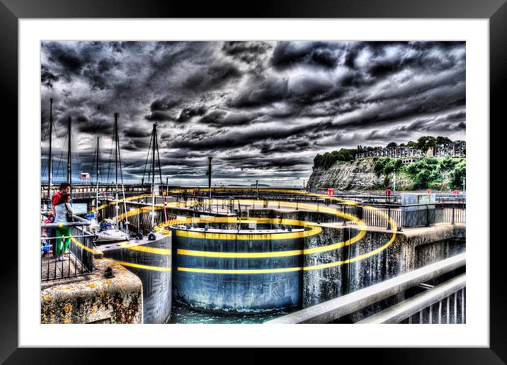 Concentric Circles Cardiff Bay Barrage Framed Mounted Print by Steve Purnell