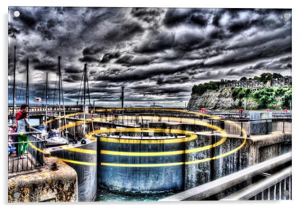 Concentric Circles Cardiff Bay Barrage Acrylic by Steve Purnell