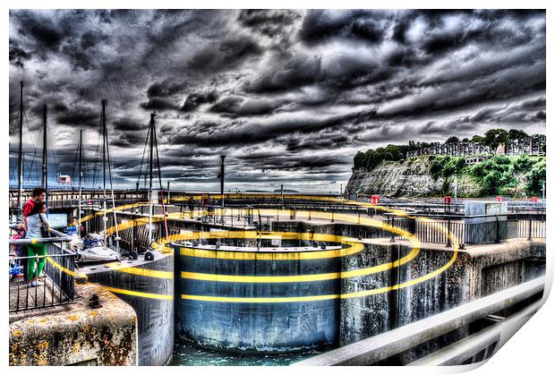 Concentric Circles Cardiff Bay Barrage Print by Steve Purnell