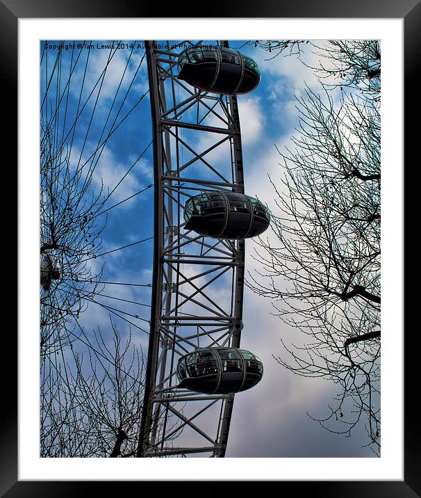 London Eye Through the Trees Framed Mounted Print by Ian Lewis