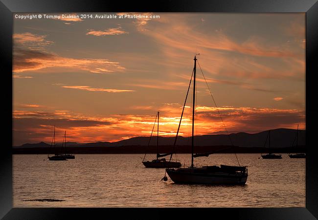 Sailboats at sunset. Framed Print by Tommy Dickson
