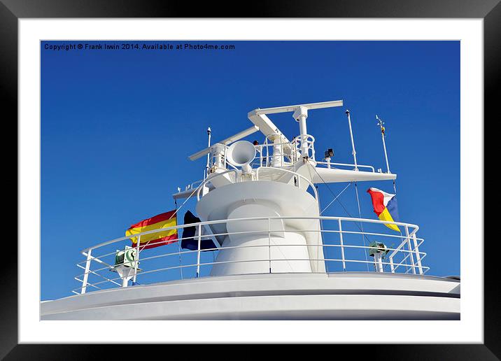 The superstructure and radar set up of P&O ship Oc Framed Mounted Print by Frank Irwin