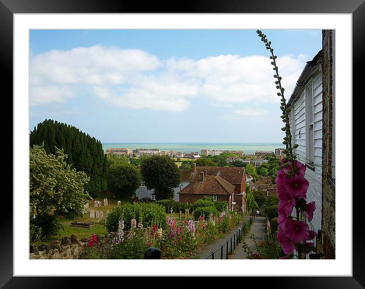 Church Hill- Hythe- in Summer . Framed Mounted Print by Antoinette B