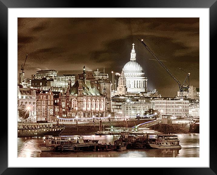 The Thames skyline Framed Mounted Print by Angela Wallace