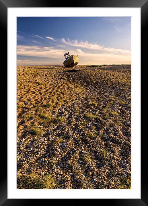 lone boat on Dungeness beach Framed Mounted Print by Ian Hufton
