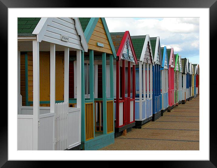 Southwold Beach Huts Framed Mounted Print by Ray Bacon LRPS CPAGB