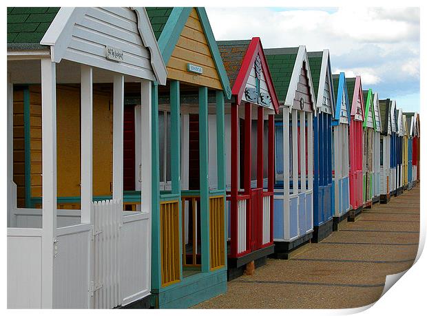 Southwold Beach Huts Print by Ray Bacon LRPS CPAGB
