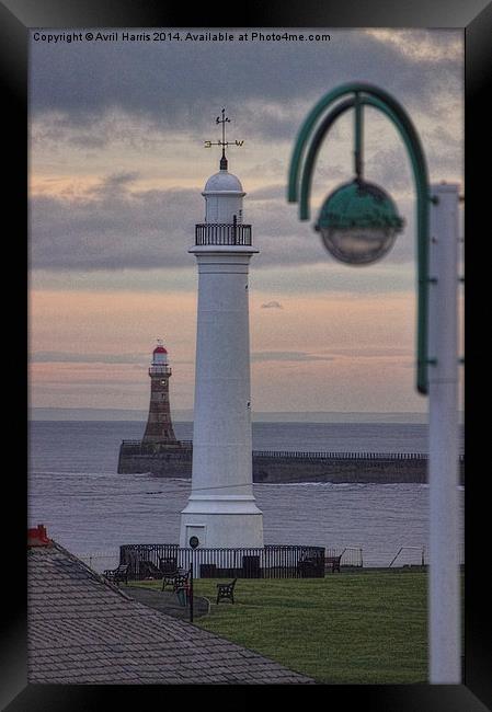 Seaburn and Roker Lighthouse. Framed Print by Avril Harris