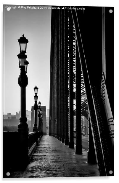 Walk Over The Tyne B&W Acrylic by Ray Pritchard