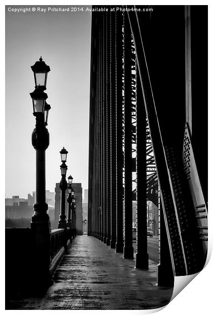 Walk Over The Tyne B&W Print by Ray Pritchard