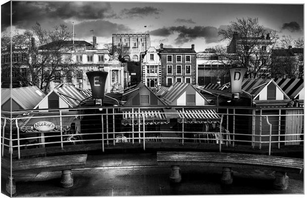 Norwich Market (Black And White) Canvas Print by Jordan Browning Photo