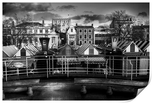Norwich Market (Black And White) Print by Jordan Browning Photo