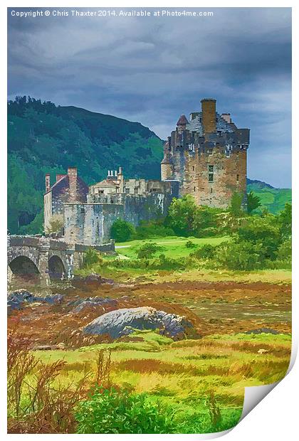 Eilean Donan Watercolour effect 2 Print by Chris Thaxter