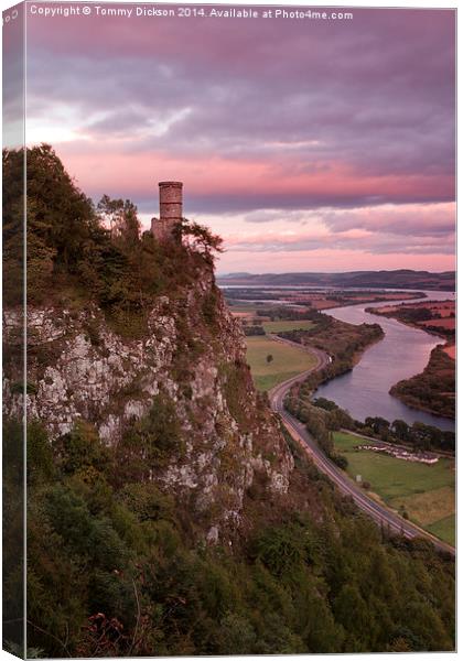 Sunset over Kinnoul Tower Canvas Print by Tommy Dickson