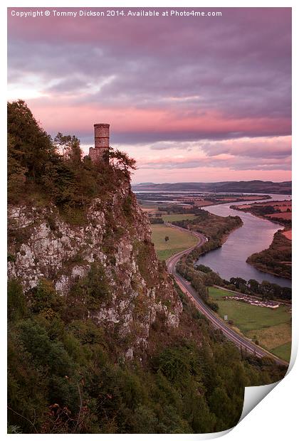 Sunset over Kinnoul Tower Print by Tommy Dickson