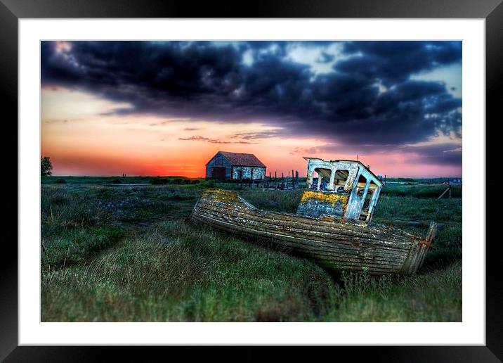 Sunset over Thornham in Norfolk Framed Mounted Print by Gary Pearson
