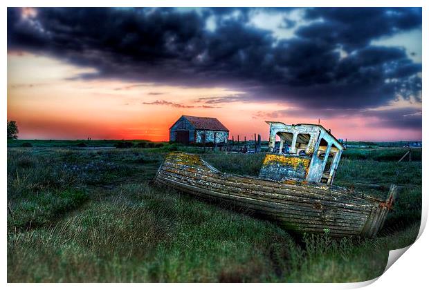 Sunset over Thornham in Norfolk Print by Gary Pearson