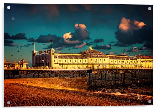 Brighton Pier Sunset Acrylic by Chris Lord