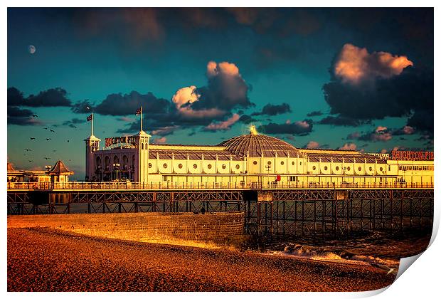 Brighton Pier Sunset Print by Chris Lord