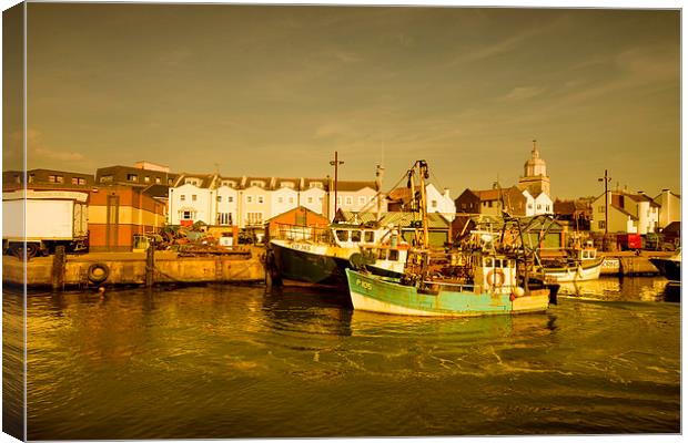 Trawlers at Portsmouth Harbour Canvas Print by Rob Hawkins