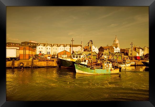 Trawlers at Portsmouth Harbour Framed Print by Rob Hawkins