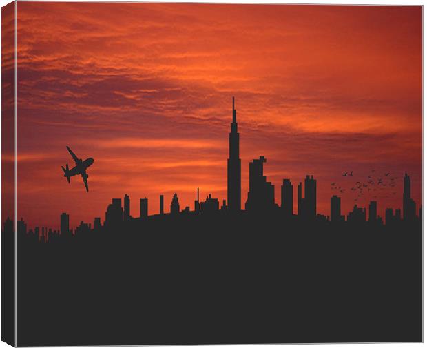 Blood Red City Skyline Canvas Print by Ade Robbins