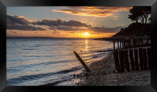 Lepe Beach at Sunset Framed Print by Phil Wareham