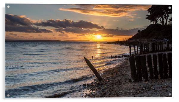 Lepe Beach at Sunset Acrylic by Phil Wareham
