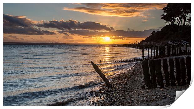 Lepe Beach at Sunset Print by Phil Wareham