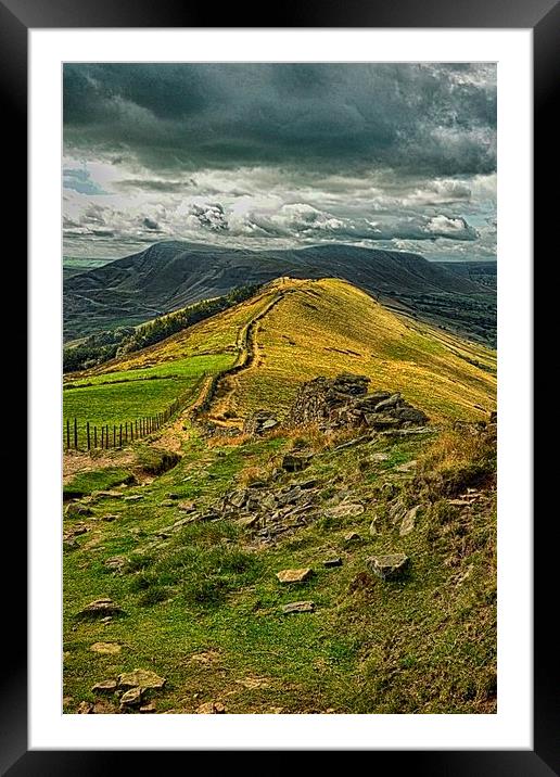 Lose Hill Peak District HDR Framed Mounted Print by Angela Wallace