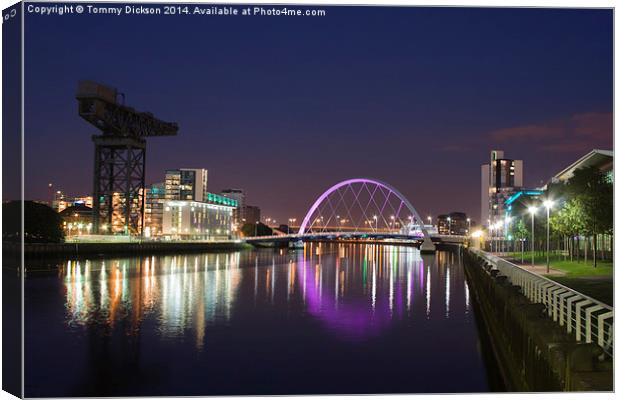 Glasgows Shimmering Squinty Bridge Canvas Print by Tommy Dickson