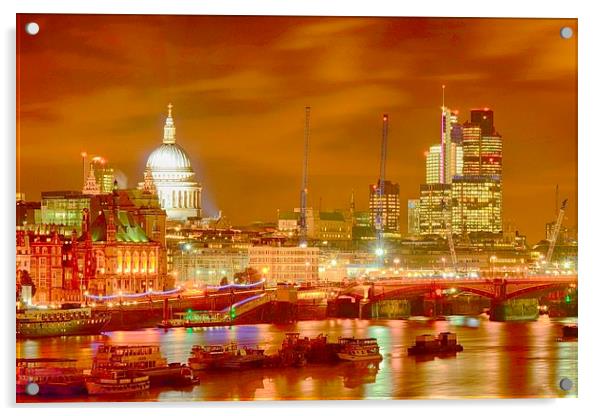 London City scape HDR Acrylic by Angela Wallace