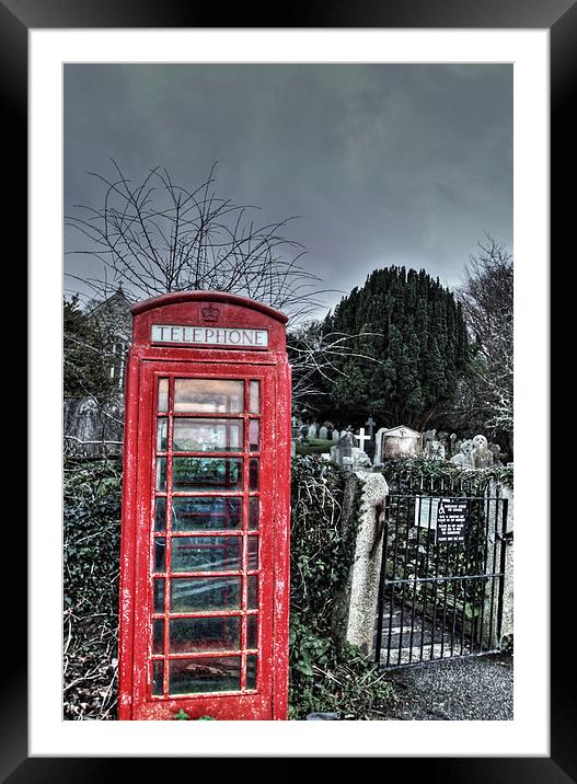 phone box outside a graveyard Framed Mounted Print by frank martyn