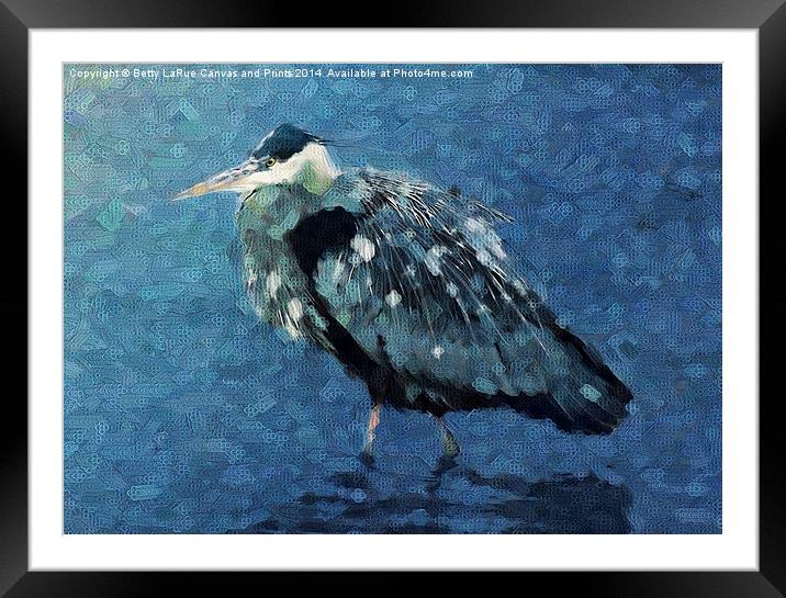 Abstract Great Blue Heron Framed Mounted Print by Betty LaRue