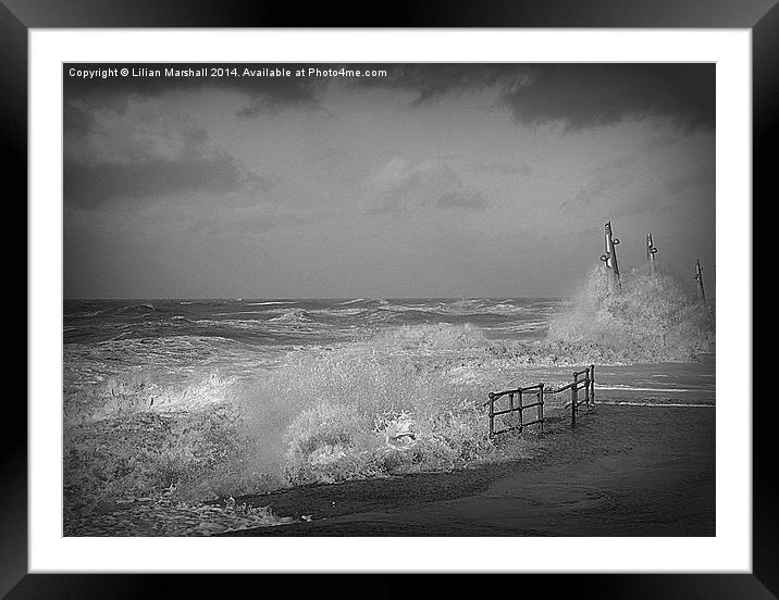 Rough Seas at Cleveleys. Framed Mounted Print by Lilian Marshall