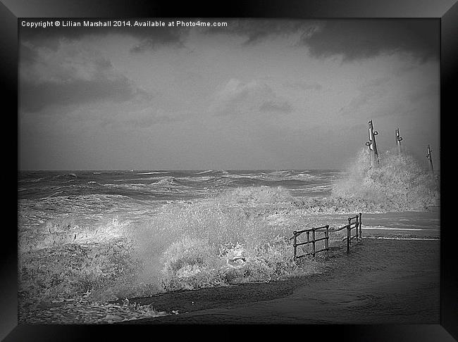 Rough Seas at Cleveleys. Framed Print by Lilian Marshall