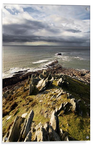 Morte point - North Devon Acrylic by Pete Hemington