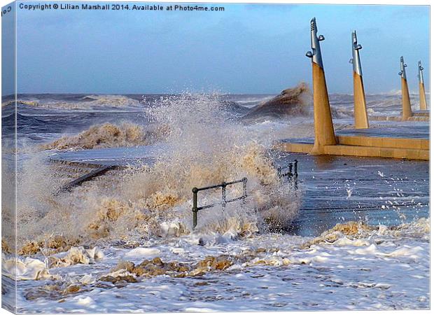 Rough Seas at Cleveleys. Canvas Print by Lilian Marshall