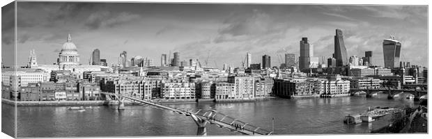 London skyline, St Pauls and the City black and wh Canvas Print by Gary Eason