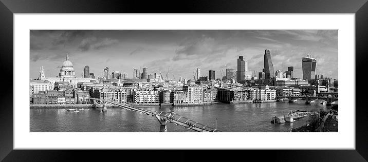 London skyline, St Pauls and the City black and wh Framed Mounted Print by Gary Eason