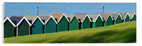 gurnard beach huts isle of wight Acrylic by Rhona Ward