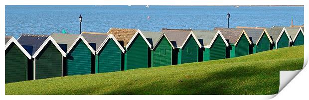 gurnard beach huts isle of wight Print by Rhona Ward