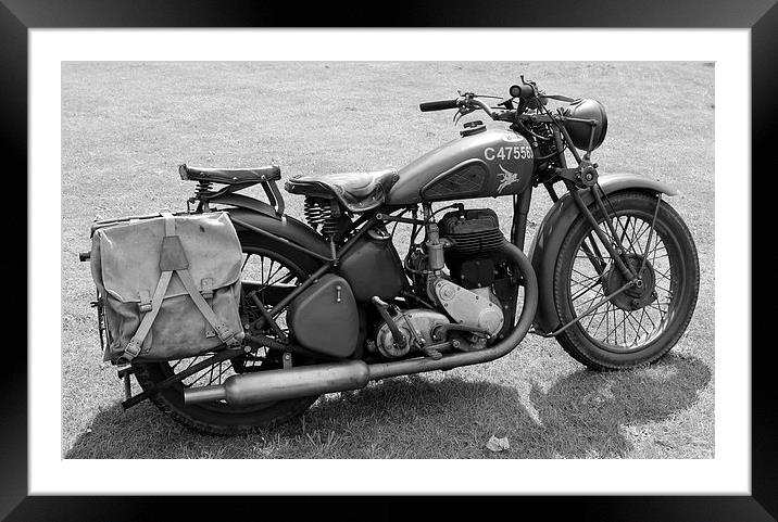 BSA Motorbike Framed Mounted Print by Nigel Barrett Canvas