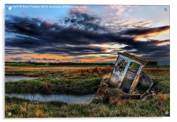 The Thornham fishing boat wreck Acrylic by Gary Pearson