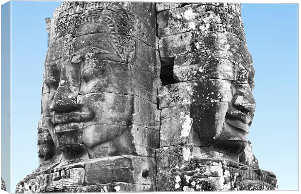 Face Sculptures, Bayon Temple, Cambodia Canvas Print by Geoffrey Higges
