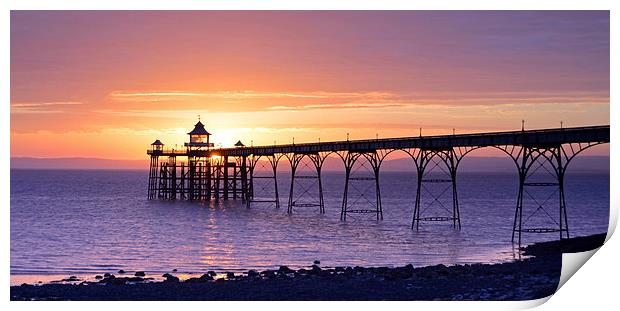 Clevedon Pier Sunset Print by Carolyn Eaton