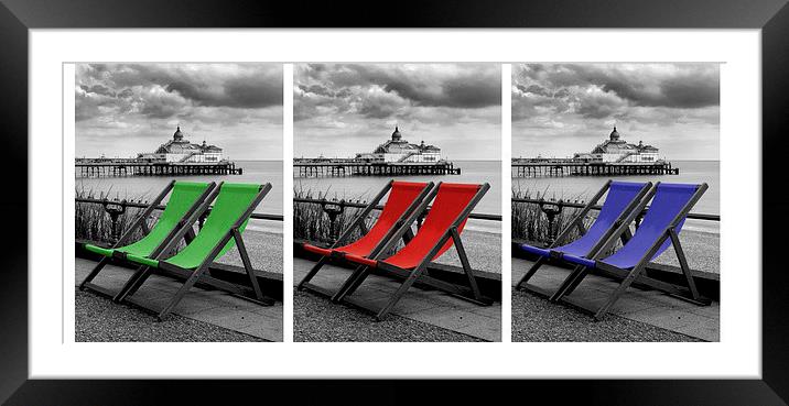 Eastbourne Pier & Deckchairs x 3 Framed Mounted Print by Andy Huntley