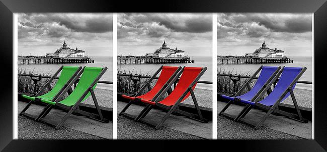 Eastbourne Pier & Deckchairs x 3 Framed Print by Andy Huntley