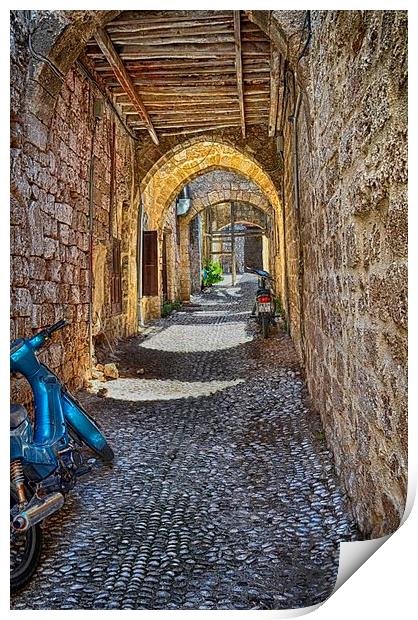 Cobbled Rhodes Print by Angela Wallace